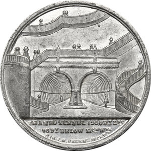 reverse: Great Britain.  Isambart Marc Brunel, inventor, engineer and architect (1769-1849).. Tin Medal, 1842