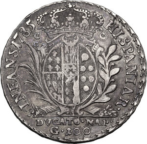 reverse: Italy .  Ferdinando IV di Borbone (1759-1816).. AR 100 Grana 1785, Napoli mint