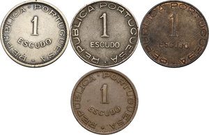 reverse: Mozambique.  Portuguese occupation until 1975. Lot of four (4) escudos: 1936, 1945, 1950, 1957