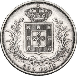 reverse: Portugal.  Luiz I (1861-1889). AR 500 1886