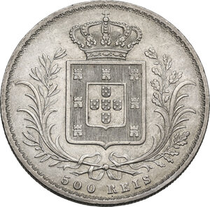 reverse: Portugal.  Luiz I (1861-1889). AR 500 Reis 1888