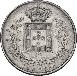 reverse: Portugal.  Luiz I (1861-1889). AR 500 Reis 1889