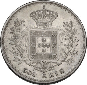 reverse: Portugal.  Carlos I (1889-1908). AR 500 reis 1891