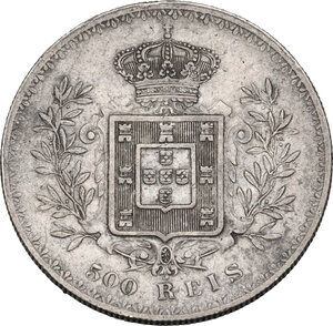 reverse: Portugal.  Carlos I (1889-1908). AR 500 Reis 1896