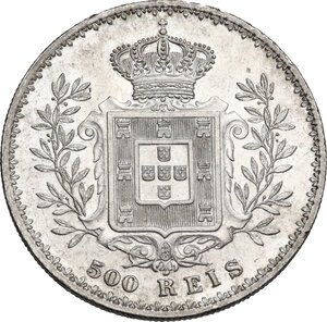 reverse: Portugal.  Carlos I (1889-1908). AR 500 Reis 1907