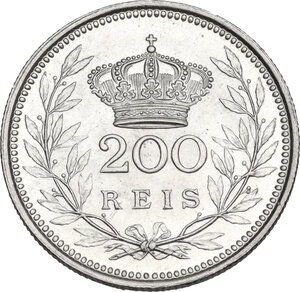 reverse: Portugal.  Emanuel II (1908-1910). AR 200 Reis 1909