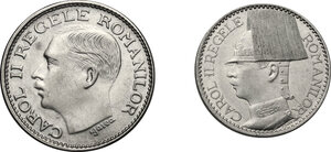 obverse: Romania.  Carol II (1930-1940). Lot of two (2) coins: 100 lei 1936 and 50 lei 1937