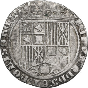 obverse: Spain.  Fernando V and Isabel I (1474-1504).. AR Real, Burgos mint