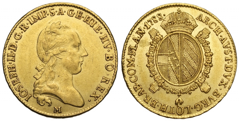 obverse: Milano, Giuseppe II d Asburgo Lorena, Sovrano 1788, Rara Au mm 29 g 11,09 buon SPL