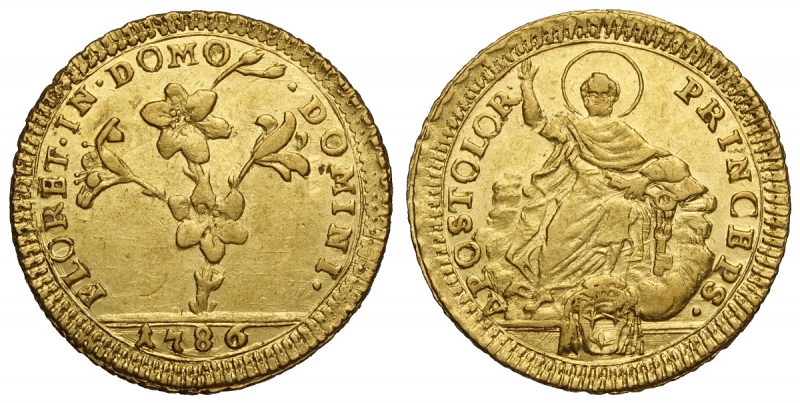 obverse: Roma, Pio VI, Doppia 1786, Au mm 22 g 5,47 q.SPL