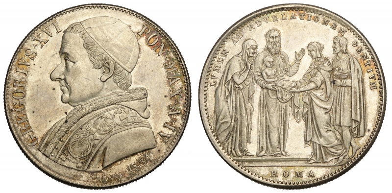 obverse: Roma, Gregorio XVI, Scudo 1834 anno IV, Ag mm 38 bei fondi lucenti, SPL-FDC
