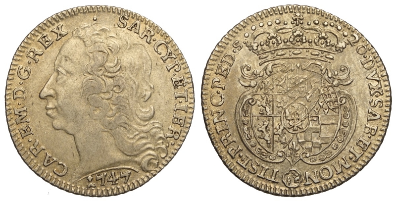 obverse: Savoia, Carlo Emanuele III, Lira 1747, Rara Ag mm 26 g 5,57 SPL