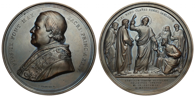 obverse: Pio IX, Medaglia a ricordo del Concilio Ecumenico Vaticano 1869, opus Bianchi, Rara Ae mm 74 g 172 q.FDC