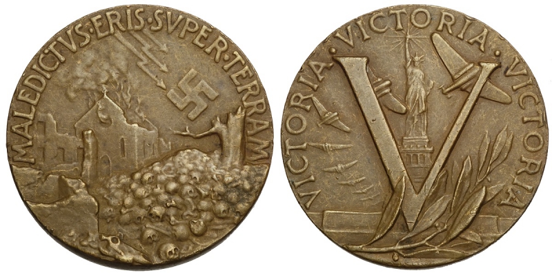 obverse: Medaglia a ricordo della vittoria e delle liberazione dal nazi-fascismo da parte degli alleati 1945, RR Ae mm 43 g 30 q.SPL