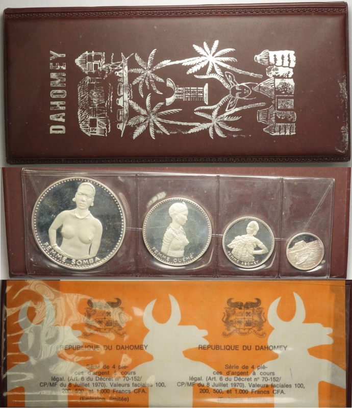 obverse: Dahomey (Benin), Republic, Silver Proof Set 1971, Ag, original box & COA, Proof