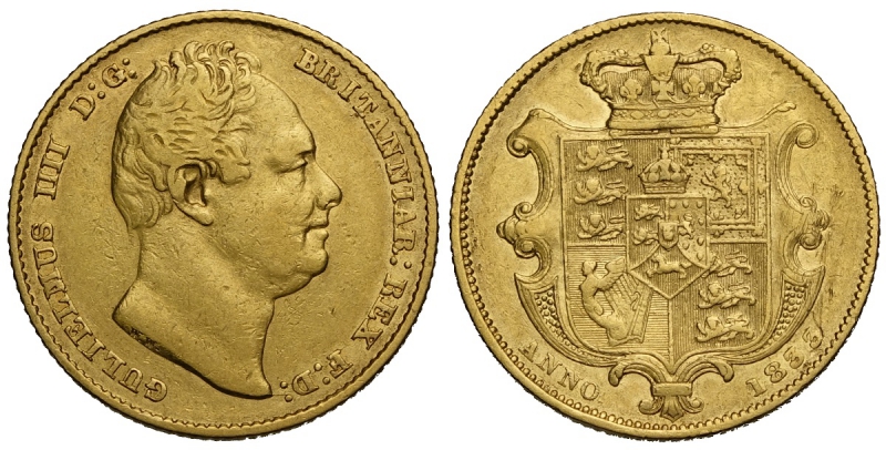 obverse: Great Britain, William IV, Sovereign 1833, Au mm 22 BB