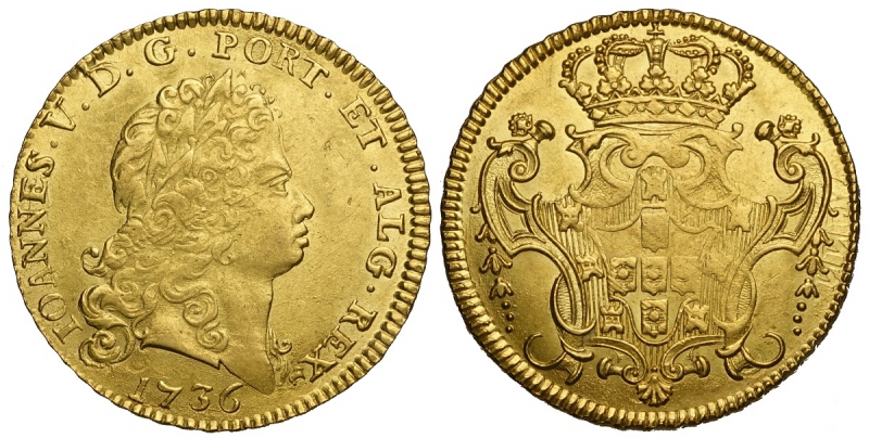 obverse: Portugal, John V, Peca or 4 Escudos 1736, Au mm 31 g 14,39 buon SPL
