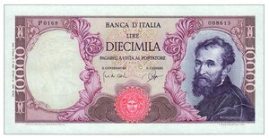 obverse: REPUBBLICA ITALIANA - 10,000 Lire 