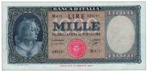 obverse: REPUBBLICA - 1000 Lire Medusa 25/09/1961.