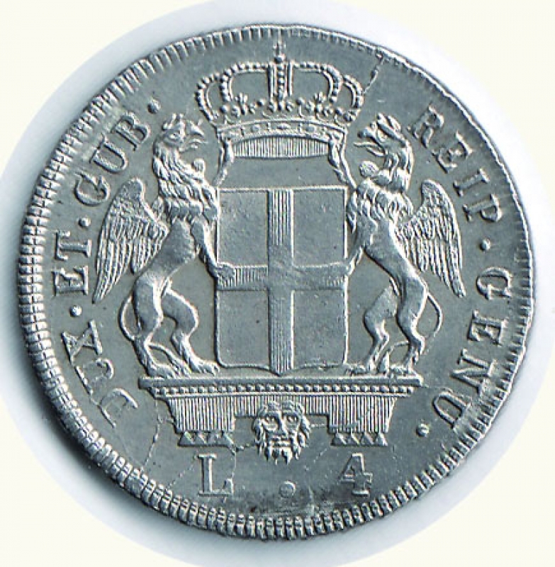reverse: GENOVA - Dogi biennali - 4 Lire 1796.