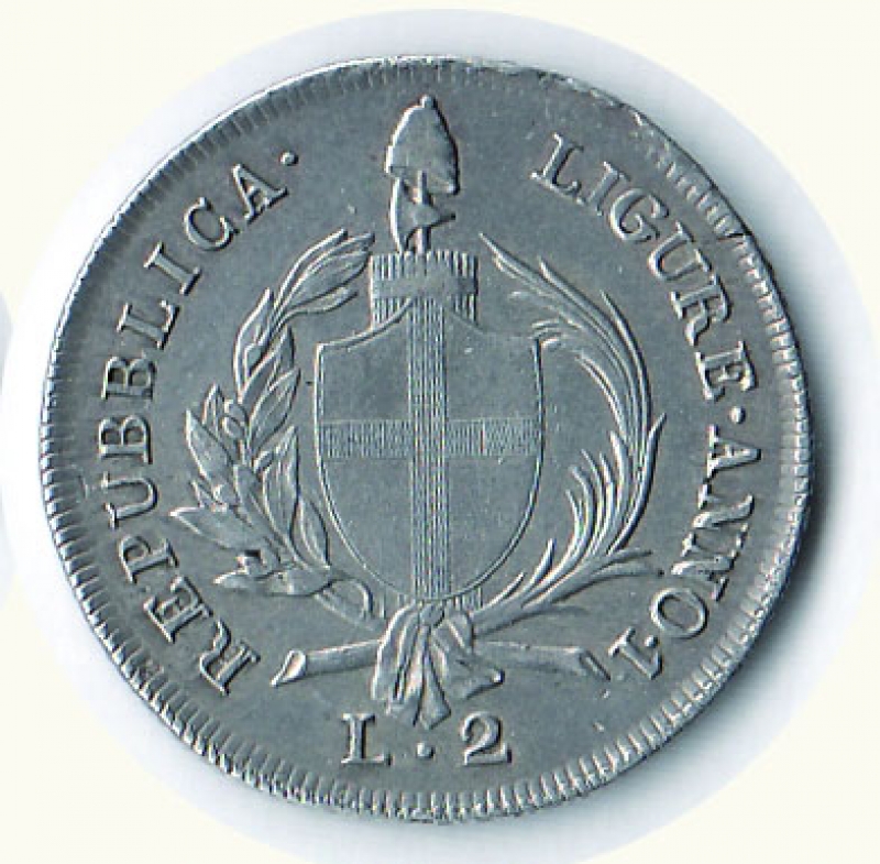 reverse: GENOVA - Repubblica Ligure - 2 Lire 1798