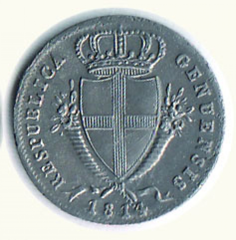 reverse: GENOVA - Repubblica Genovese - 2 Soldi 1814 - Lun. 384.