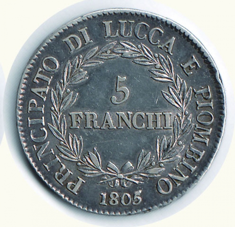 reverse: LUCCA e PIOMBINO - Felice ed Elisa - 5 Fr 1805.