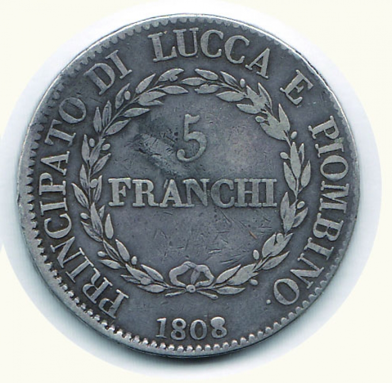 reverse: LUCCA e PIOMBINO - Felice ed Elisa - 5 Fr 1808