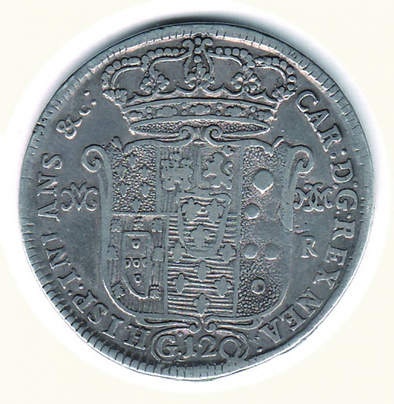 reverse: NAPOLI - Carlo di Borbone - Piastra da 120 Gr. 1748