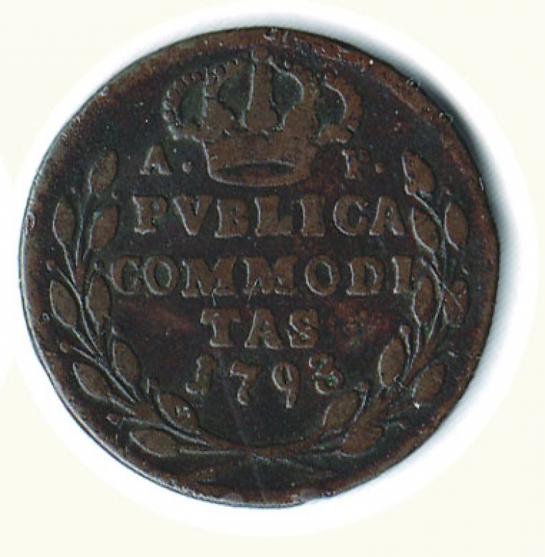 reverse: NAPOLI - Ferdinando IV - Pubblica da 3 Tornesi 1793.