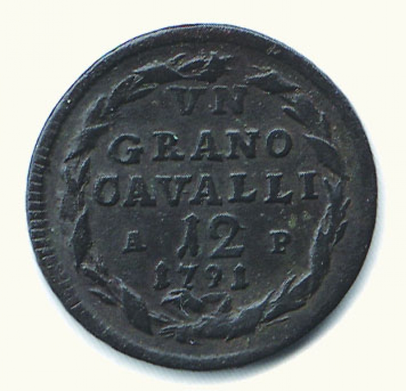 reverse: NAPOLI - Ferdinando IV - Grano 1791 - Sigle A.P.