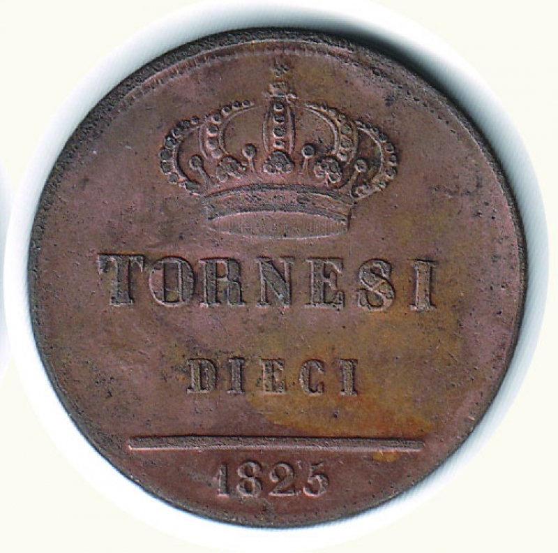 reverse: Napoli - Francesco I (1825-1830) - 10 Tornesi 1825