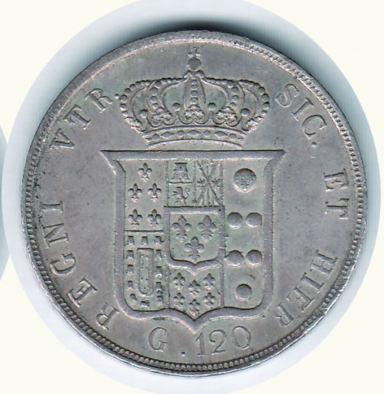 reverse: NAPOLI - Ferdinando II - Piastra da 120 Gr 1853.