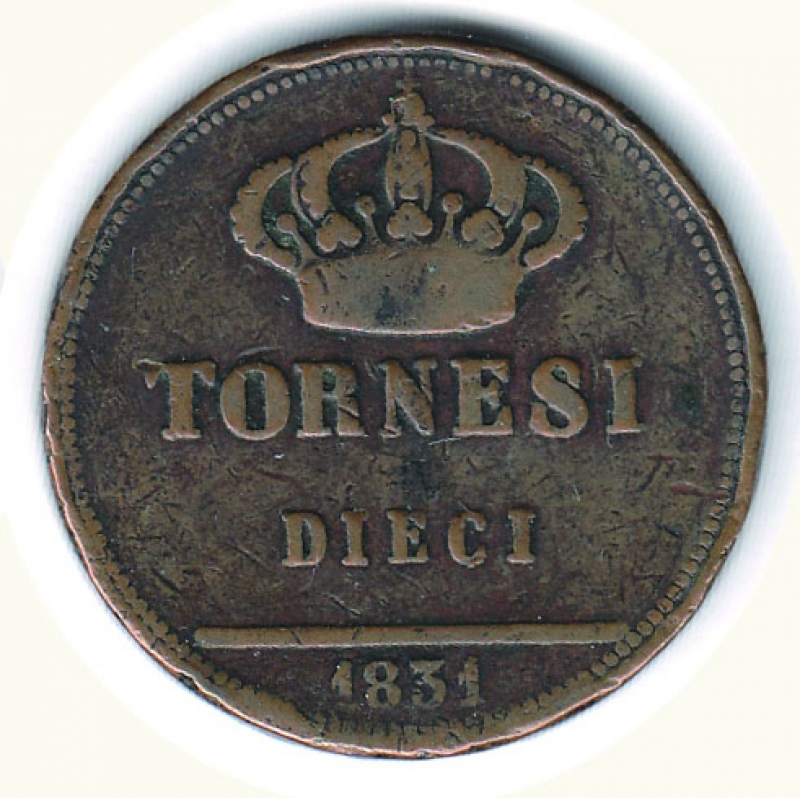 reverse: NAPOLI - Ferdinando II  - 10 Tornesi 1831.