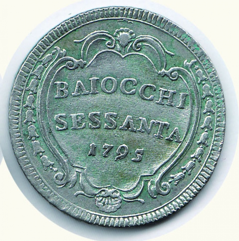 reverse: ROMA - Pio VI (1775-1799) - 60 Baiocchi 1795 (simbolo conchiglia).