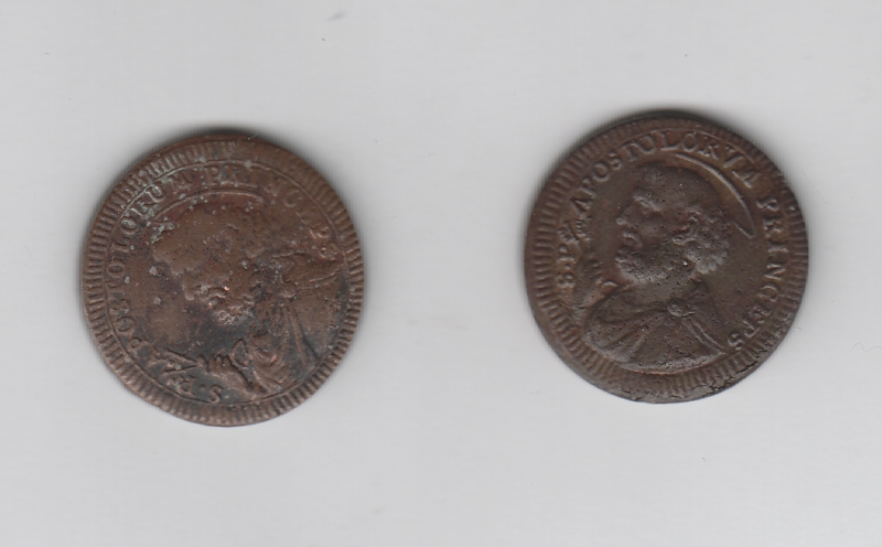 obverse: ROMA - Pio VI - 2 monete da 2,5 Baiocchi 1796