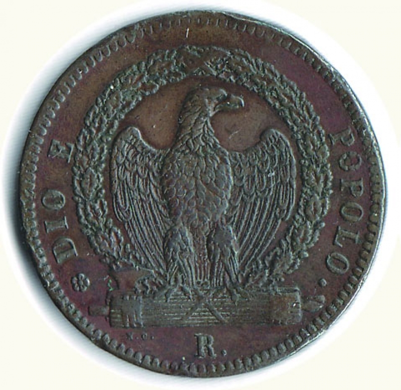obverse: ROMA - II Repubblica Romana - 3 Baiocchi 1849