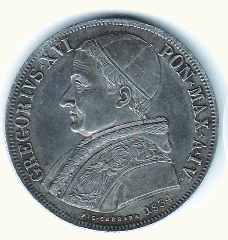 obverse: ROMA - Gregorio XVI - Scudo 1834 A. IV