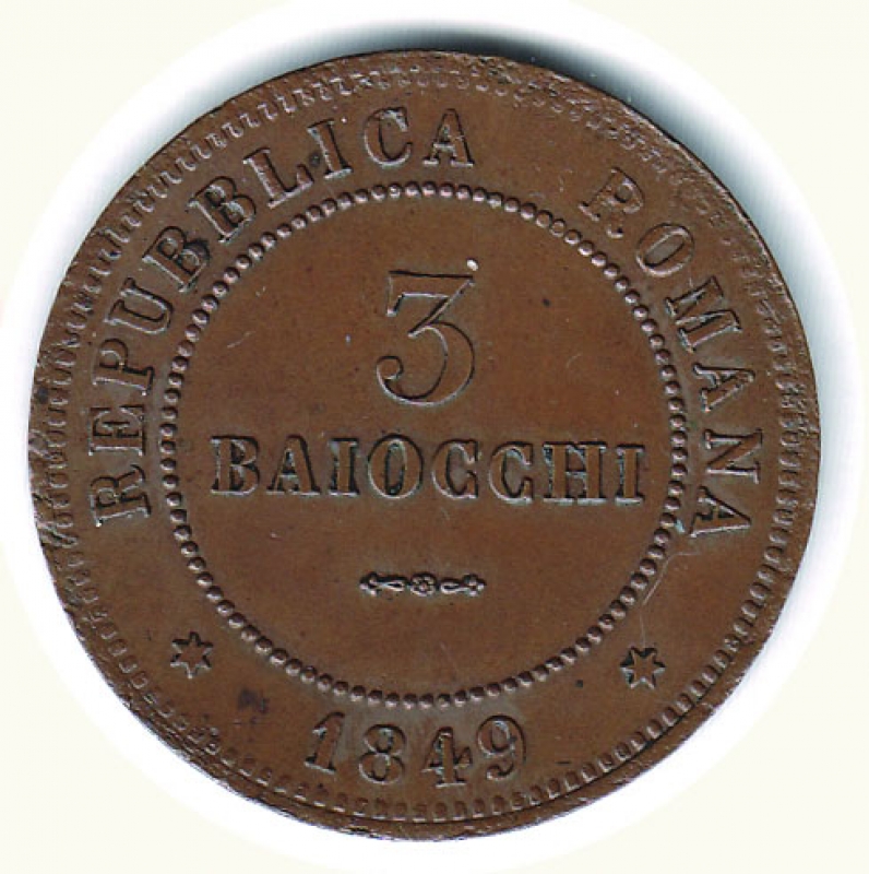 reverse: Bologna - II Repubblica romana (1848-49) 3 Baiocchi