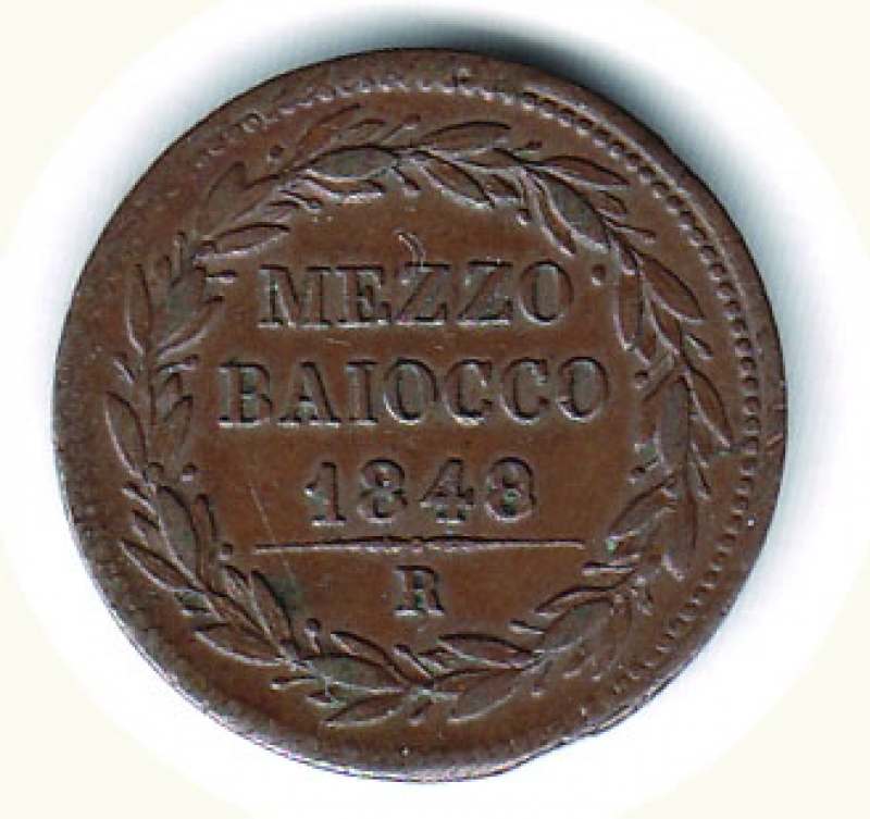 reverse: ROMA - Pio IX - ½ Baiocco 1848