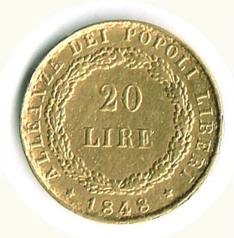 reverse: VENEZIA - Gov provvisorio - 20 Lire 1848