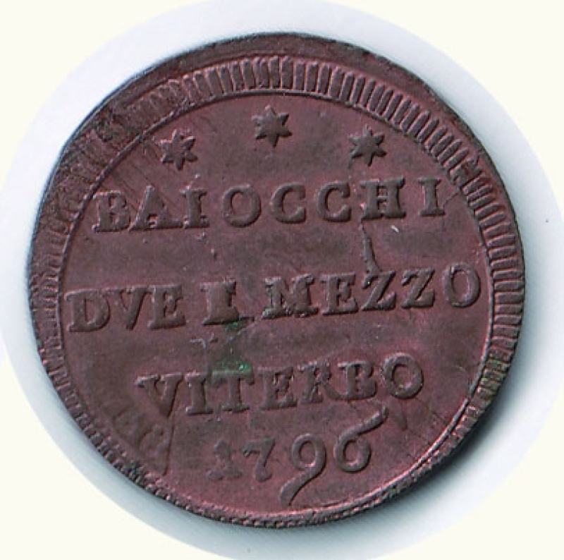 reverse: VITERBO Pio VI 2 1/2 Baiocchi 1796