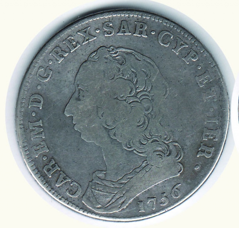 obverse: SAVOIA Carlo Emanuele III Scudo da 6 lire 1756