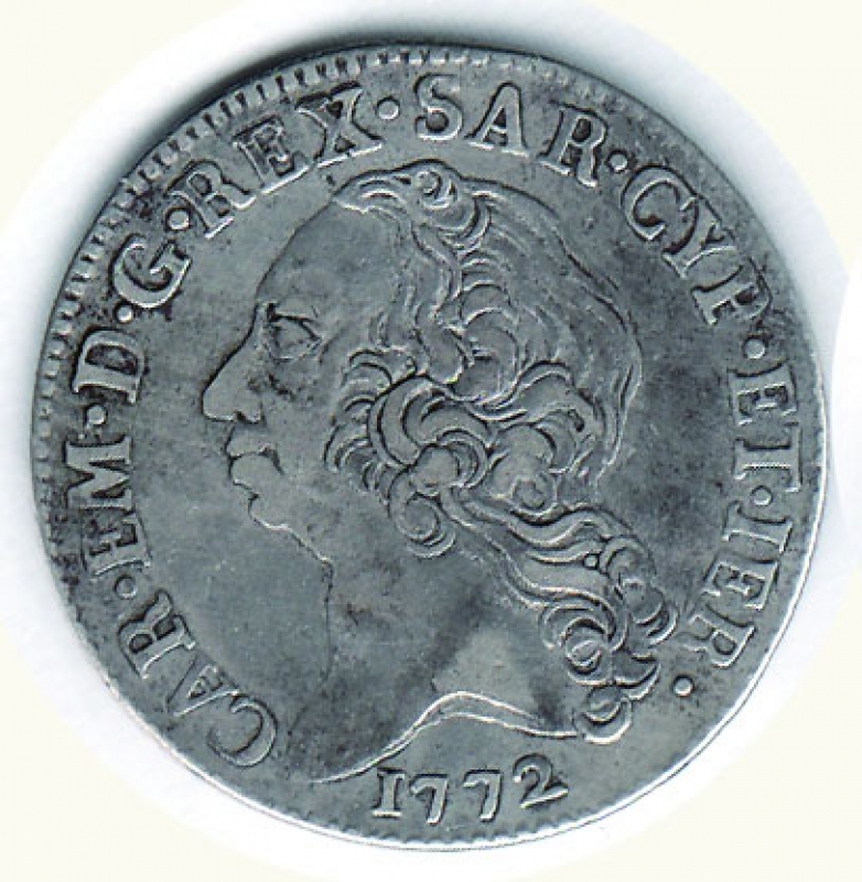 obverse: CARLO EMANUELE III - ½ Scudo sardo 1772.