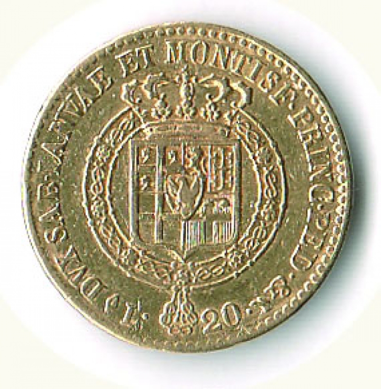 reverse: VITTORIO EMANUELE I - 20 Lire 1818.