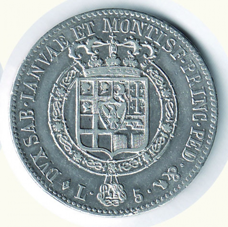 reverse: VITTORIO EMANUELE I - 5 Lire 1819 - Fondi lucenti.
