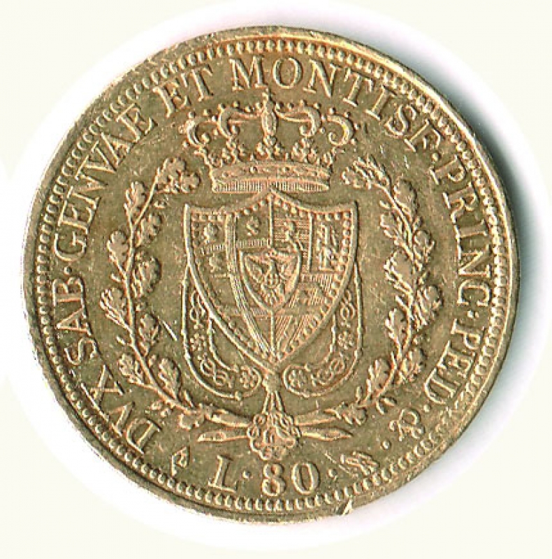 reverse: CARLO FELICE - 80 Lire 1826 To.