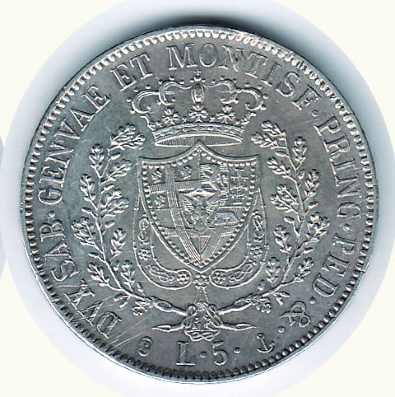 reverse: Carlo Felice - (1821-1831) - 5 Lire 1829 GE