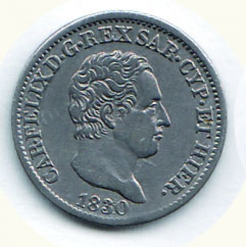 obverse: CARLO FELICE - 50 Cent. 1830 To.