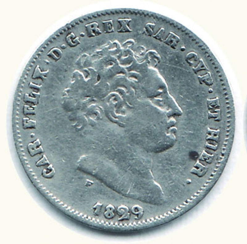 obverse: CARLO FELICE - 25 Centesimi 1829